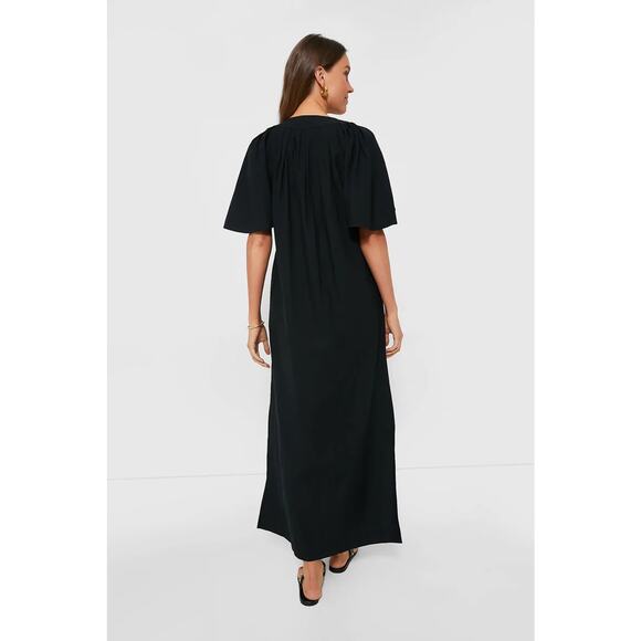 POMANDER PLACE Black Finley Flutter Sleeve Maxi Dress Size XL NWT - Picture 2 of 6